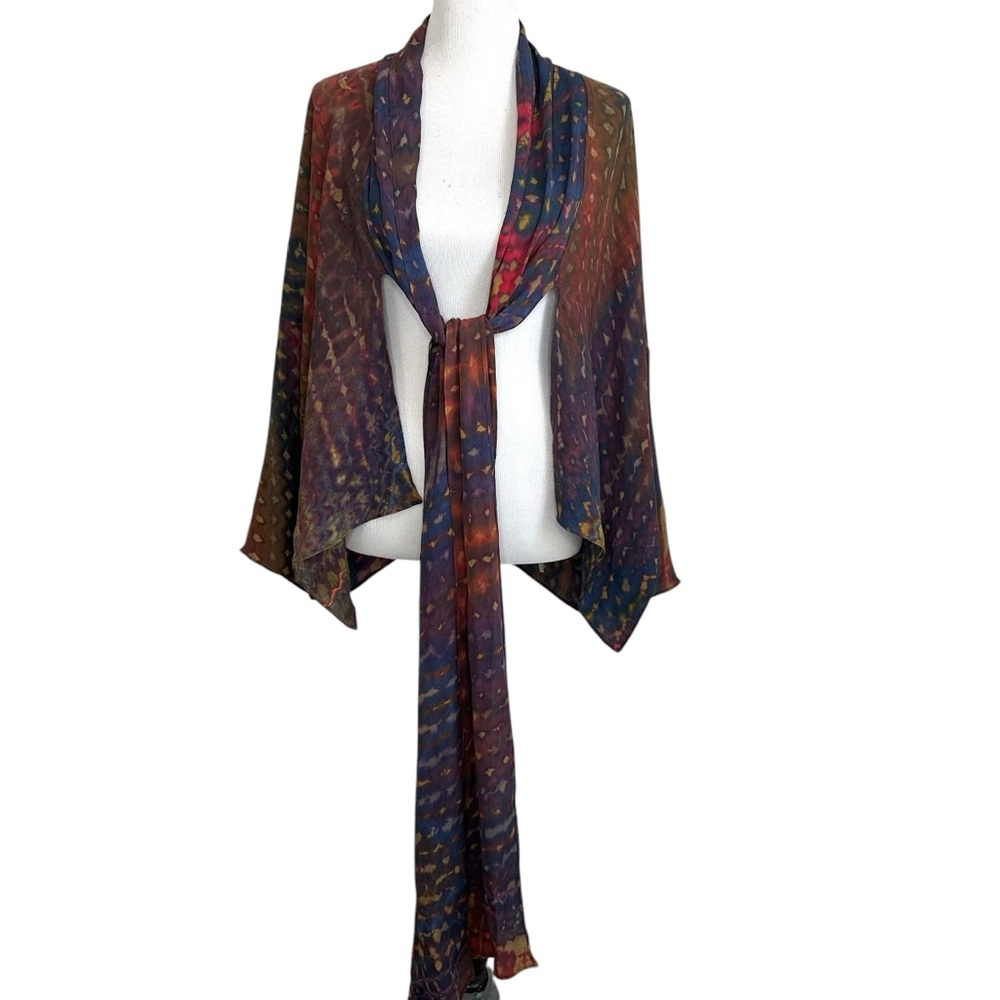 Carter & Teri Shibori Handmade Pure Silk Kimono Top/Jacket One Size? Multicolor